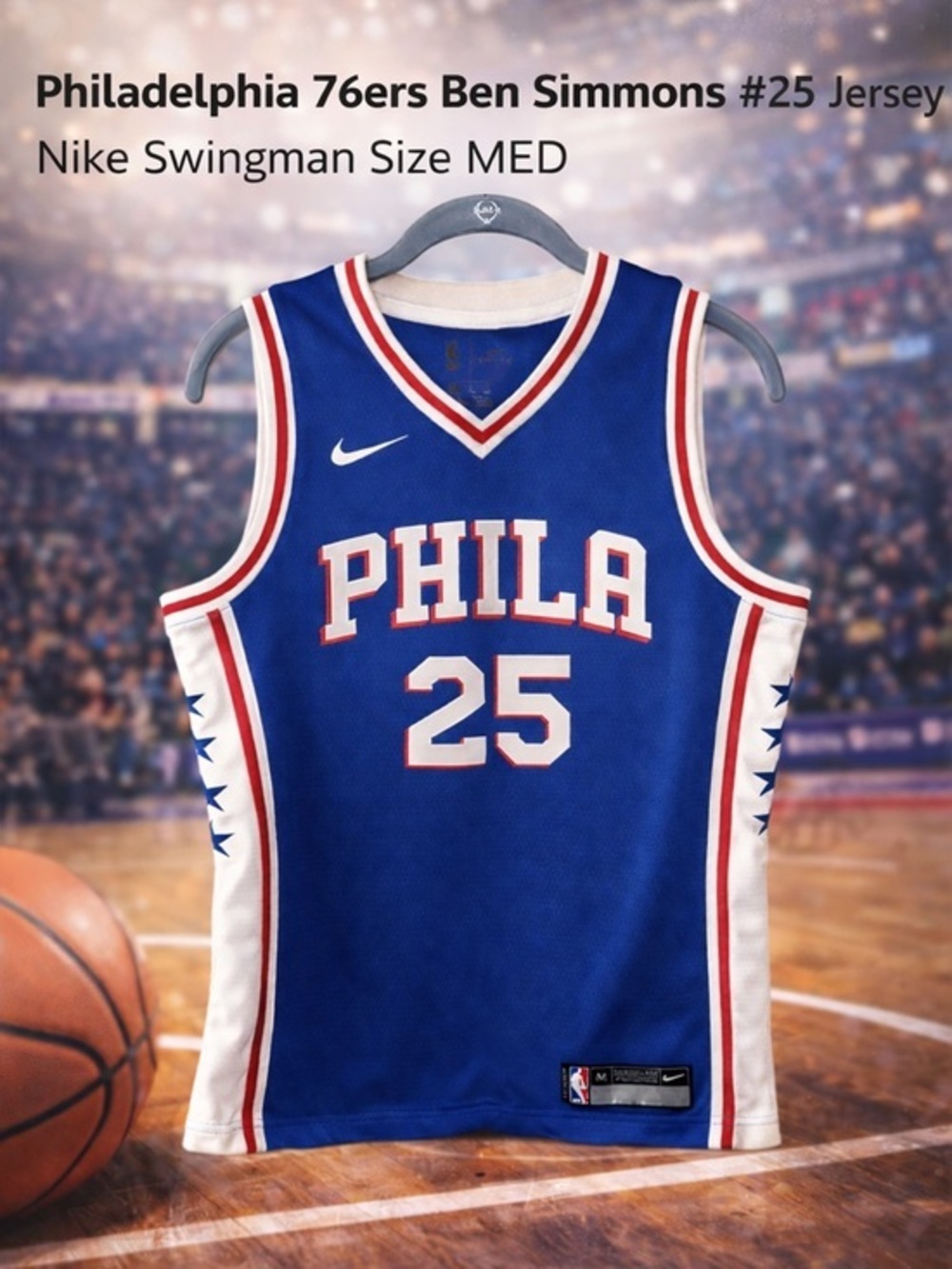 Nike Philadelphia 76ers #25 Basketball Jersey Blue with Red & White Trim Medium